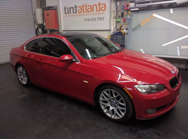 BMW 335i Coupe professional window tint installation Woodstock metro